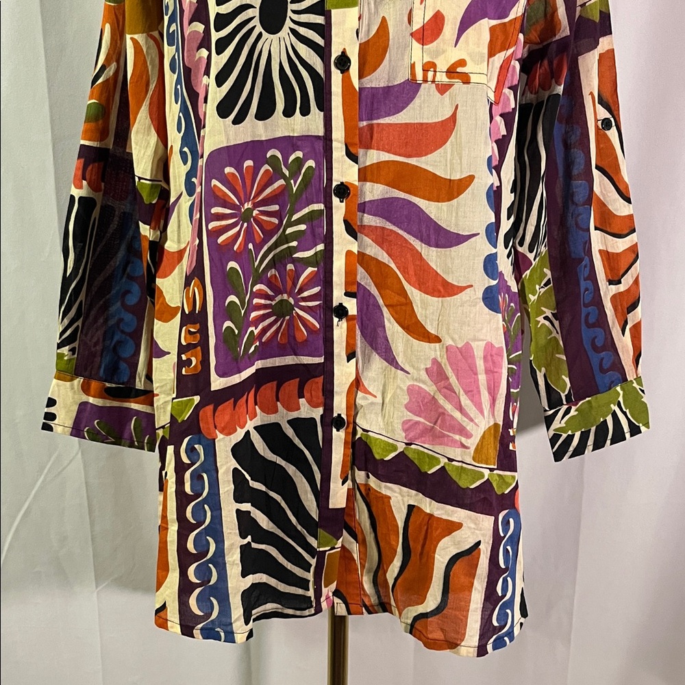 True Destinations Multicolor Printed Button Front… - image 7